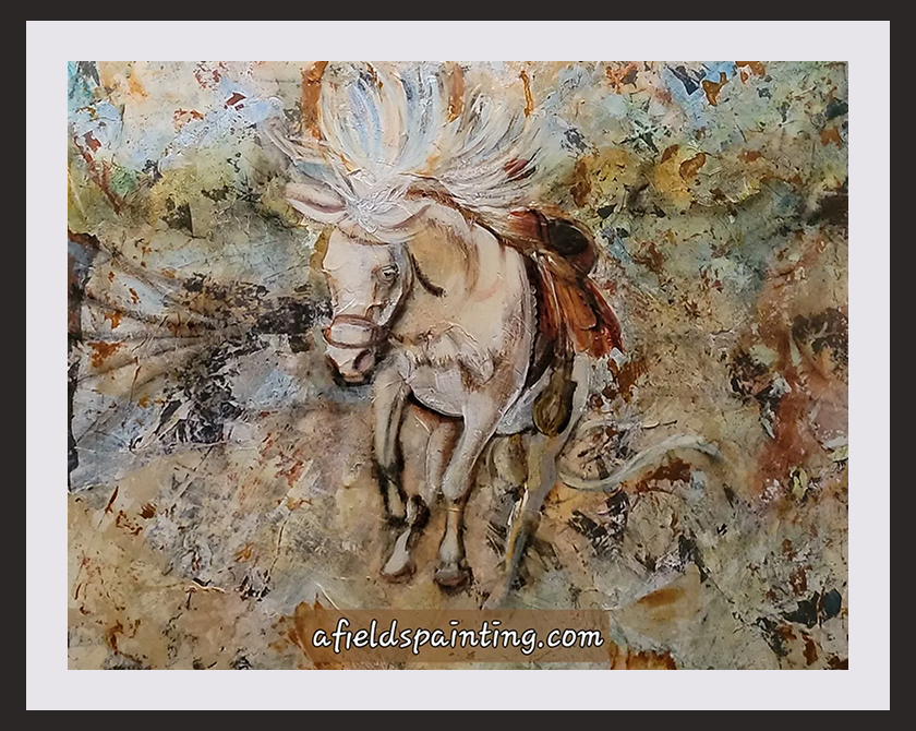 Abstract horse painting with dynamic brushstrokes